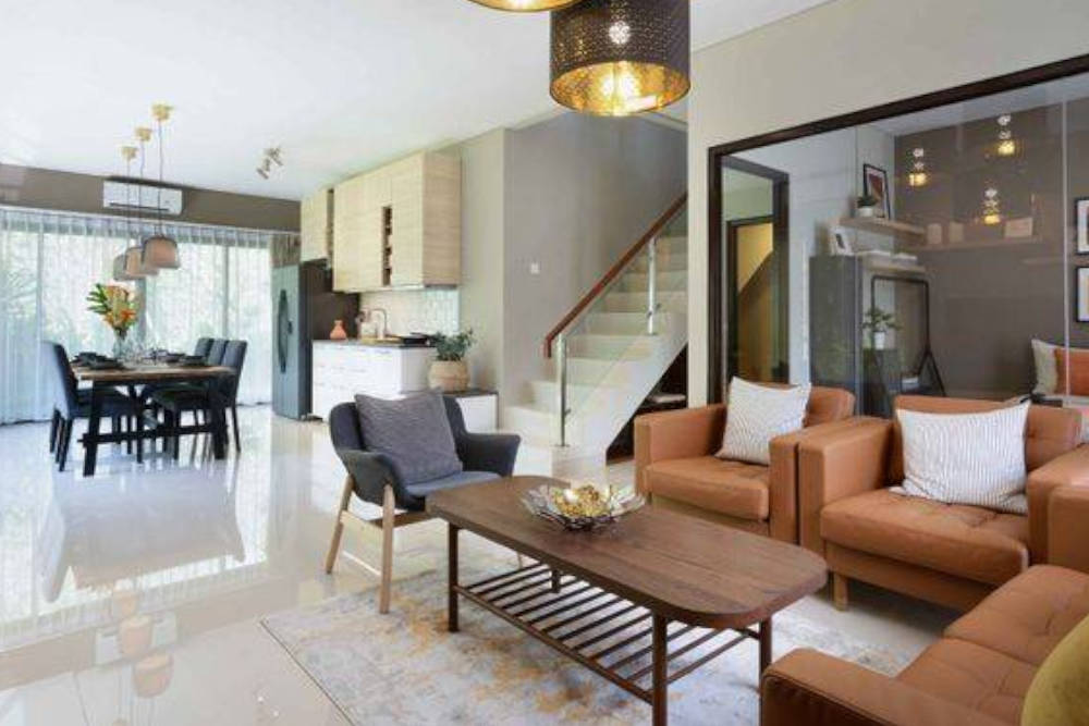 Penampakan ruang keluarga di Pavila Premier Estate 2 dengan desain interior IKEA