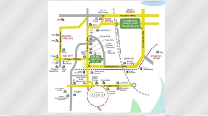 Peta lokasi Paradise Serpong City