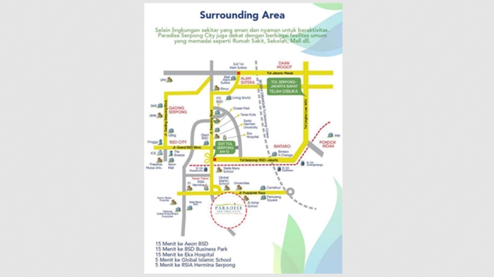 Peta lokasi Paradise Serpong City